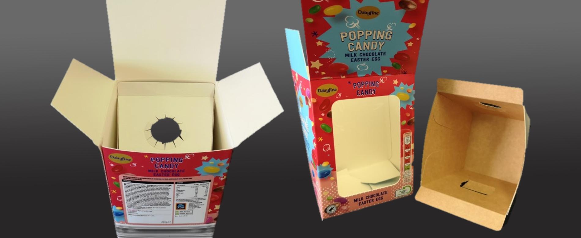 Plastic replacement card packaging solution for easter eggs