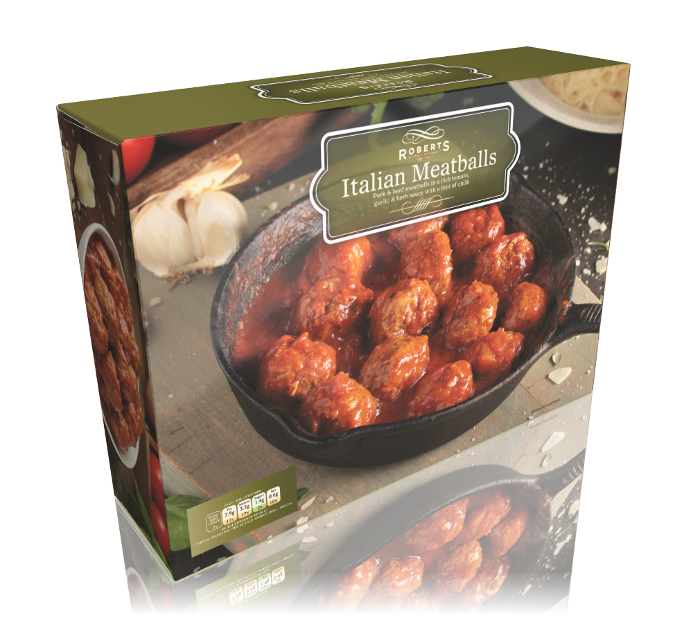 Retail Printed Box Packaging 3D Visual Prototype meatballs